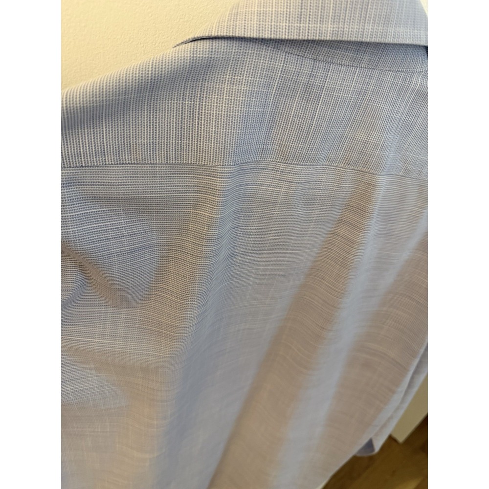 Saks, Fifth Avenue Men's Slim Fit Dress Shirt 100% Cotton Blue And White Pattern - Picture 9 of 9